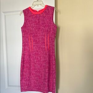 T Tahari Vibrant Pink Tweed Dress